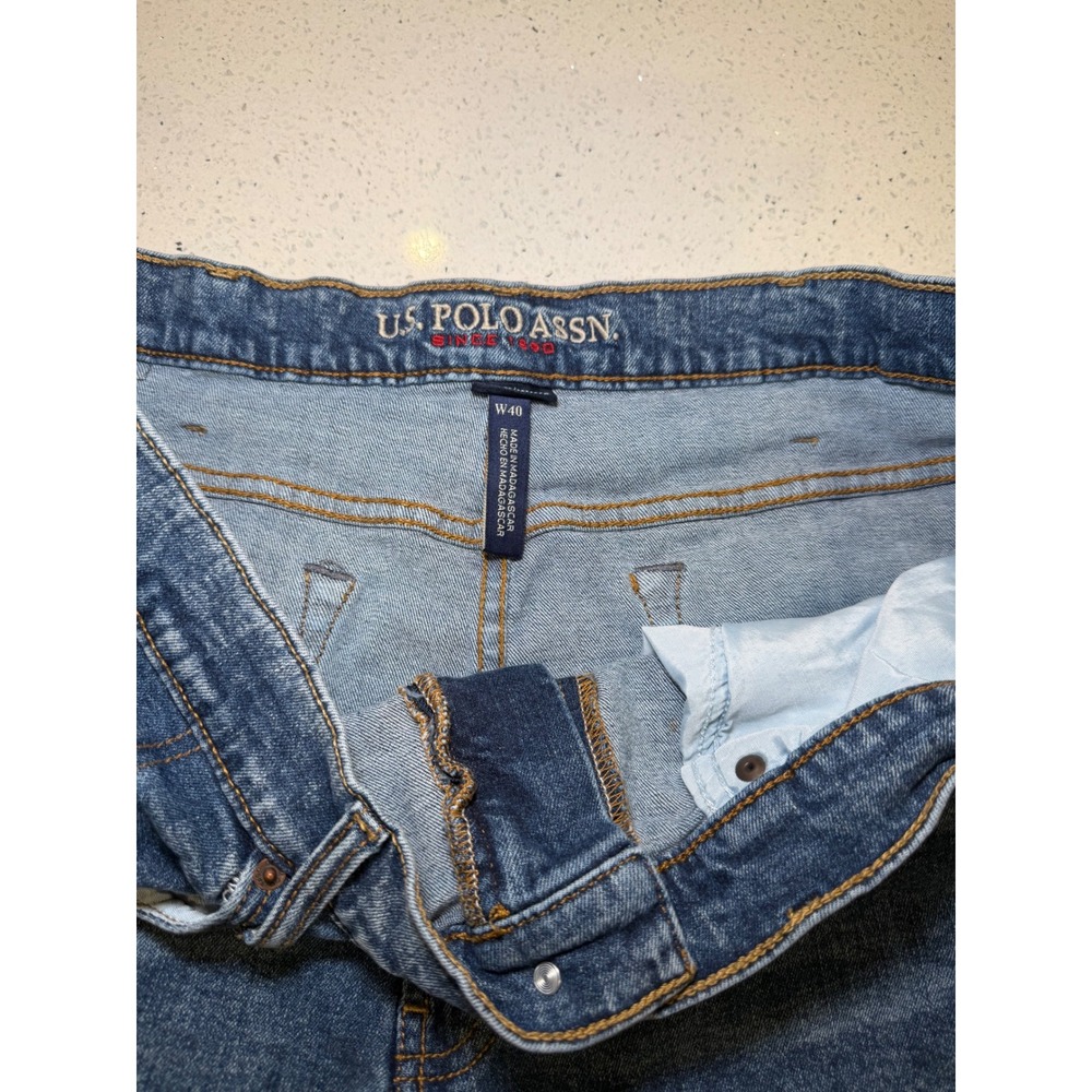 US Polo Assn Mens Denim Shorts Blue Medium Wash W40 Casual Jean Shorts - Picture 3 of 6